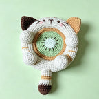 Crochet Cat Kiwi Coaster — Handmade Desk Mat
