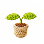 Crochet sprout plant pot on white background