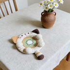 Crochet Cat Kiwi Coaster — Handmade Desk Mat