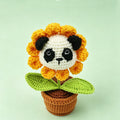 Crochet Panda Sunflower Pot — Handmade Desk Decor