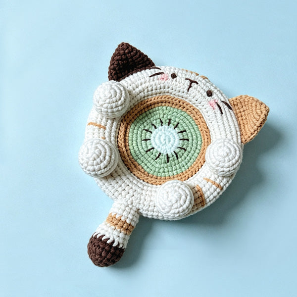 Handmade Crochet Cat Kiwi Coaster | Cute Desk Mat | Knoblom