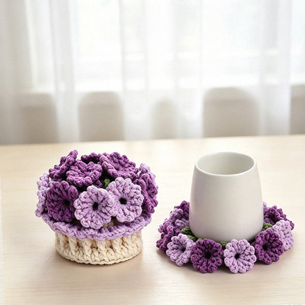 Crochet Flower Coaster Set