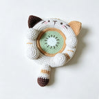 Crochet Cat Kiwi Coaster — Handmade Desk Mat