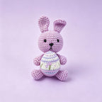 Crochet Easter bunny DIY kit in orange — yarn, hook, safety eyes, wire, stuffing and pattern booklet | Knoblom