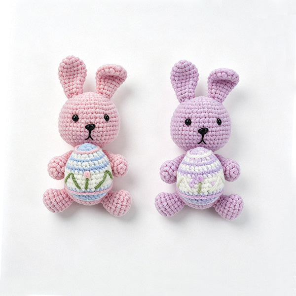 Crochet Easter bunny DIY kit in white — yarn, hook, safety eyes, wire, stuffing and pattern booklet | Knoblom
