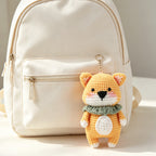 Crochet Shiba Inu keychain close-up, yarn texture | Knoblom
