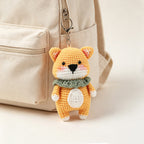 Crochet Shiba Inu with metal keyring clip, front view | Knoblom