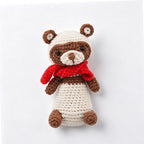 Crochet bear keychain on bag, lifestyle view | Knoblom