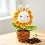 Crochet bunny sunflower pot DIY kit version | Knoblom