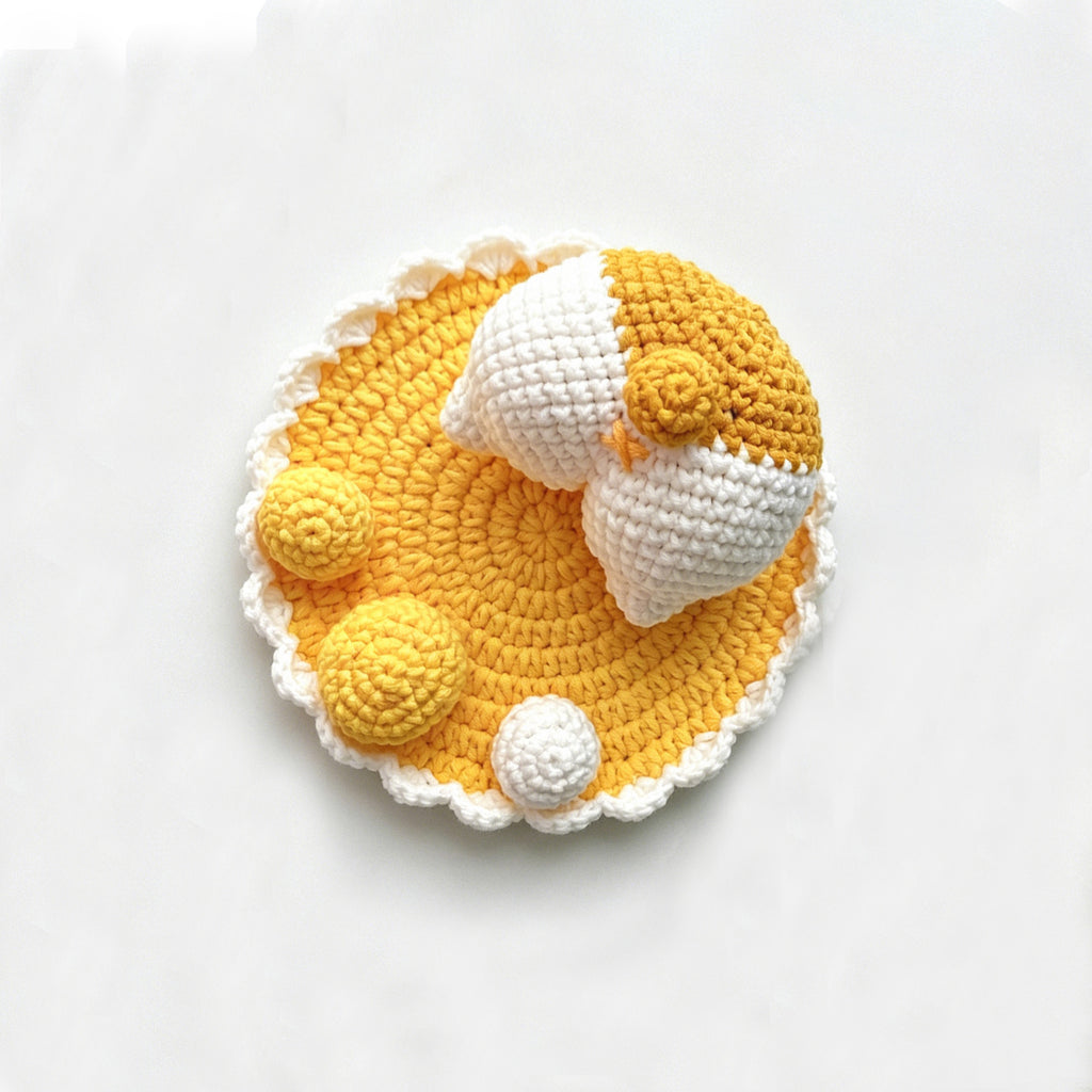 Crochet duck desk accessory, side angle | Knoblom