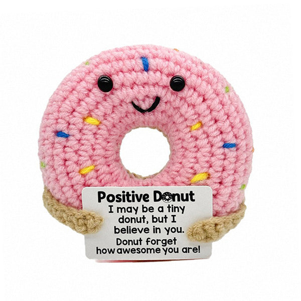 Crochet positive donut in yellow with affirmation card | Knoblom