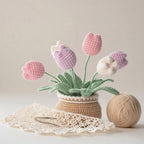 Crochet tulip desk decor, custom color options available | Knoblom