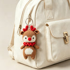 Desk reindeer crochet doll with round red nose, approx 15cm | Knoblom