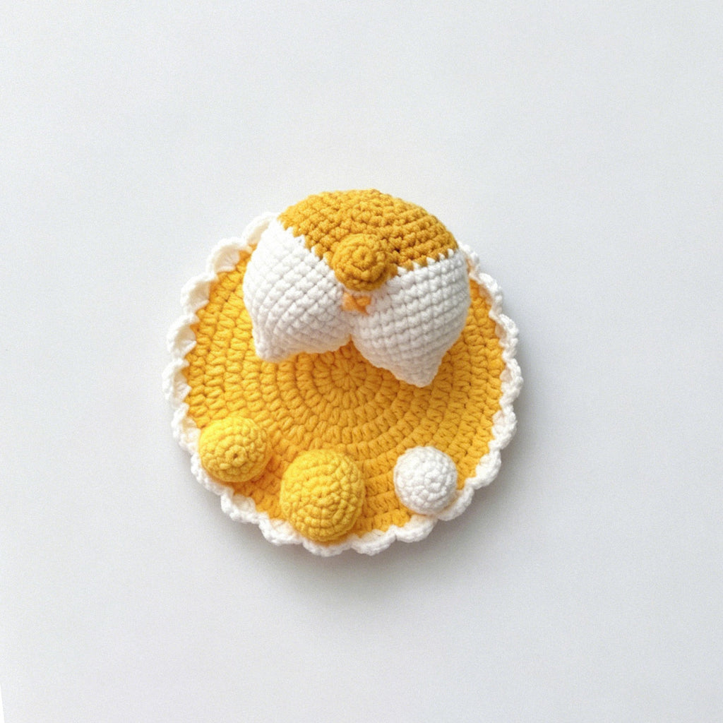 Handcrafted duck phone holder, soft yarn close-up | Knoblom