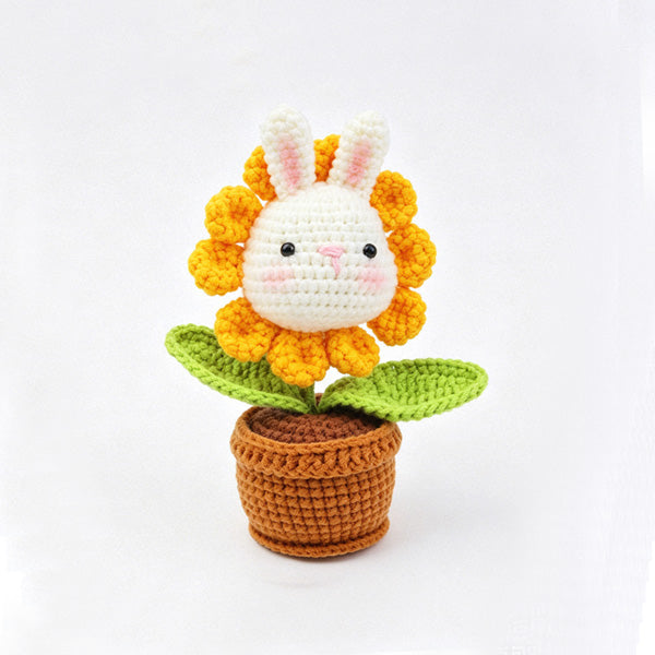 Handmade crochet bunny pot, desk decor styling | Knoblom