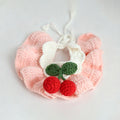 Handmade crochet cherry pet bib collar in pink — SKU variant