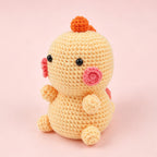 Handmade crochet chick amigurumi in cream and pink, approx 15cm | Knoblom
